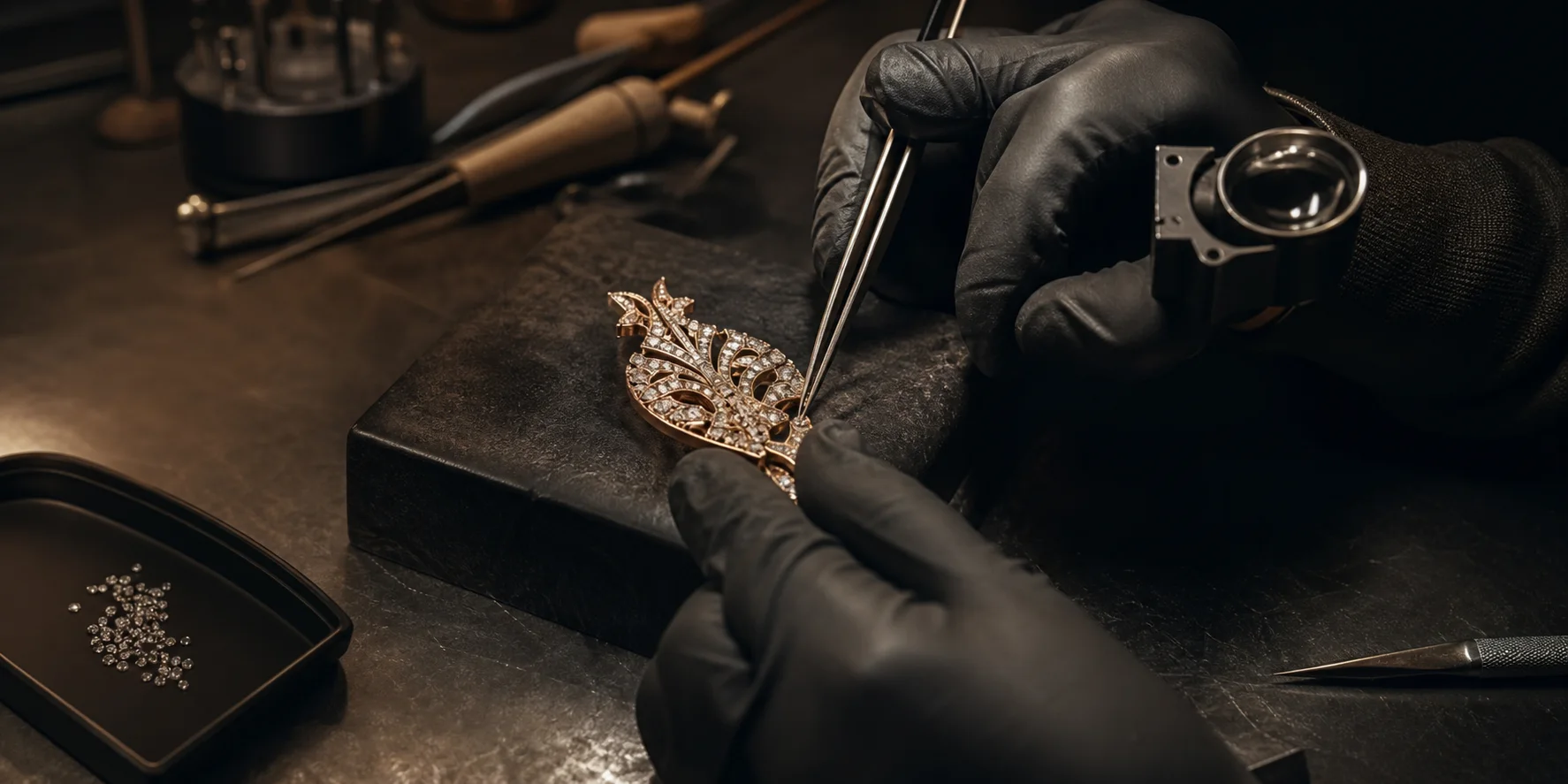 Jeweller working on a private commission