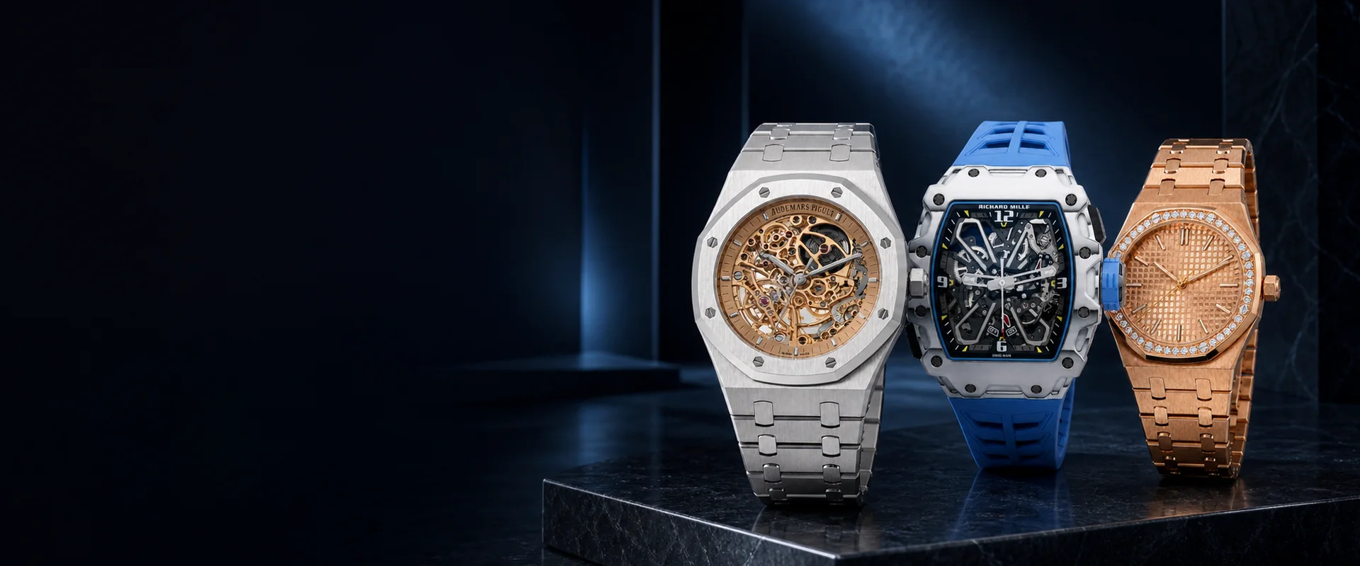 A selection of collector watches presented in the AJ & CO house